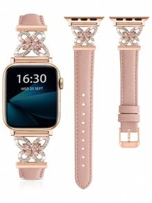 1件裝超纖維手錶錶帶，男女通用，相容 38mm、40mm、41mm、42mm、44mm、45mm、46mm、49mm – S11/10-42mm 亮面金屬扣，超薄舒適且防汗 – 優雅時尚錶帶，適合商務、約會、婚禮、派對與日常穿戴 – 可愛禮物，高品質替換錶帶配件 - 粉紅+玫瑰金 - 查看 5