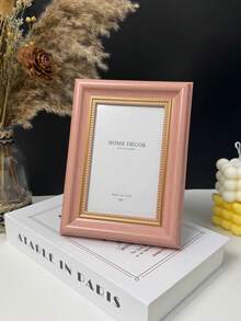 1pc Vintage Style Photo Frame, Pink And Brown With Gold Decorative Accents, Minimalist Fashion Photo Frame, Fits 4x6, 5x7, 6x8, 8x10, A4 Inch Photos, Vertical Desktop Photo Frame, Rectangular, Wall-Mounted Decorative Frame, Suitable For Room Decor, Bedroom Decor, Wedding Photos, Couple Photos, Family Photos, Valentine's Day Gift, Mother's Day Gift, Housewarming Gift, Birthday Gift, Wedding Decor, Art Wall Decor, Back To School Gift, Graduation Gift, Picture Frame - Multicolor - View 5