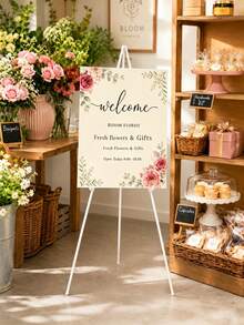 1pc Foldable Portable Tripod Display Stand, Adjustable White Metal Art Display Rack, Suitable For Wedding Signs, Posters, Paintings, Ceremony Advertising Display And Birthday Banner Decoration - Multicolor - View 2