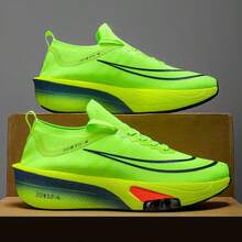 Men's Cushioned Road Running Shoes - Shock Absorbing Fitness Sports Shoes, Stable Support Non-Slip EVA/Rubber Outsole - Green - View 3