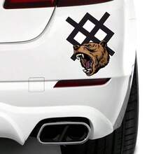1pc Roaring Brown Bear Slavic Rune Car Sticker, Waterproof Vinyl Rear Bumper Side Skirt Scratch Cover Decorative Decal, Motorcycle Electric Vehicle Car Personalized Creative Body Decoration Sticker - Roaring Brown Bear - View 3
