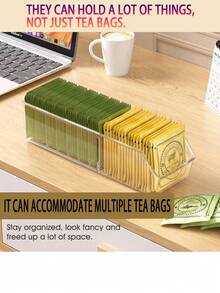 Tea Bag Organizer, Tea Bag Storage Box, Clear Acrylic Tea Bag Holder, Clear Storage Holder Storage Bins For Tea Bag, Sugar Packet, Coffee Bag, Spice Pouches, Multifunctional Plastic Organizer Box - Multicolor - View 2