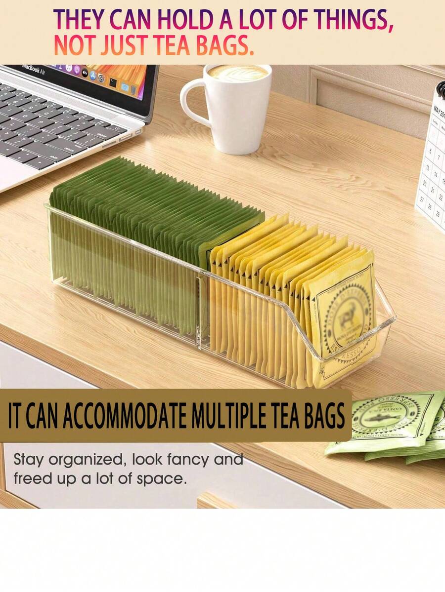 Tea Bag Organizer, Tea Bag Storage Box, Clear Acrylic Tea Bag Holder, Clear Storage Holder Storage Bins For Tea Bag, Sugar Packet, Coffee Bag, Spice Pouches, Multifunctional Plastic Organizer Box