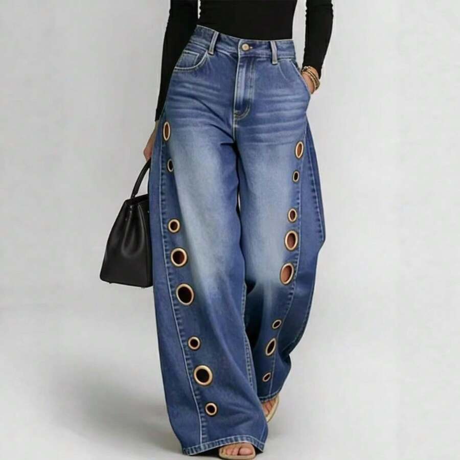Women Jeans - 藍色 - 查看 1