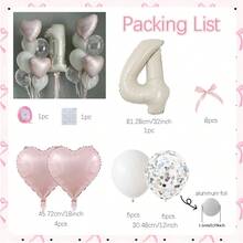 27件組粉色/藍色蝴蝶結氣球套組，包含32英吋0-9數字乳白色鋁箔氣球，裝飾有緞帶蝴蝶結與鋁箔亮片氣球，適合柔和色調生日派對裝飾、洗禮、戶外活動、週年紀念、節日慶祝、宴會派對及背景牆裝飾 - 查看 10