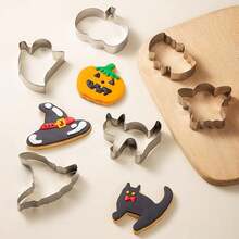 Halloween Cookie Cutter Set, 3/5/7pcs Stainless Steel Skull, Bat, Candy Corn, Pumpkin, Ghost Cookie Cutting Shapes. Suitable For Holiday Party Decoration, Perfect For Cutting Soft Candy, Cheese, Soft Fruit, Pancakes, Soap And Handmade Clay. Reusable. - View 2