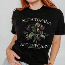 Oversized Tshirt Faminist Aqua Tofana Apothecary Vintage Funny Women's Rights T-Shirt 100% Cotton Round Neck Short Sleeve Tee Women Tops, 1pcs Shirt - 黑色004 - 查看 1