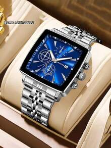 1pc New Unisex Business Luxury Fashion Quartz Watch, Quartz Movement - For Daily And Formal Occasions - Birthday Gift, Anniversary, Graduation Gift - Luxury Design, Fashionable And Exquisite, Party, Valentine's Day, Wedding, Gift For Friends And Family (Box Not Included) - Blue - View 12
