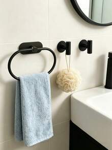 Baofeng 1pc Stainless Steel Towel Rack, Self-Adhesive Bathroom Towel Bar, Towel Ring, Dishcloth Holder, Wall-Mounted Towel Rack, Hand Towel Holder, Bathrobe Hook, Beach Towel Rack, Classic Sink Towel Rack, Bathroom Accessories - Multicolor - View 8