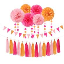 12/23pcs Red, White & Blue Party Decorations - Paper Napkin Pom Poms, Paper Tassels, Round Garland, Triangle Pennant Banners, Suitable For 4th Of July, Graduation, Birthday - A - View 18