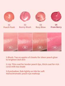 CLIO Essential Lipcheek Tap #01 Peach Flush 1盒 4.5g，彈性水潤保濕多功能護唇頰膏，透亮蜜桃色，適合所有膚色，雙用頰彩與唇彩，便攜式彩妝 - 01 蜜桃紅暈 - 查看 3