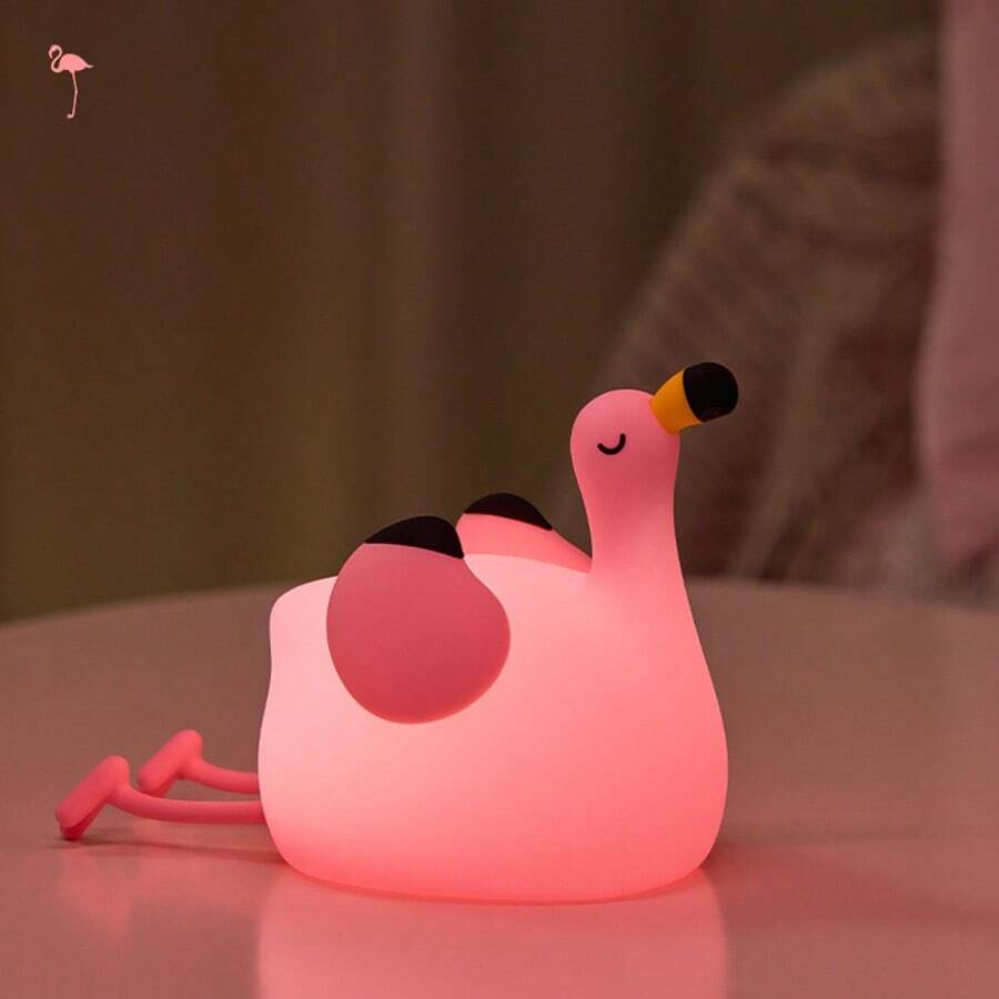 GLOOPRO Flamingo Night Light, Gift For A Girlfriend, Bedroom Decorative Light, Soft Silicone Material, 3-Level Dimming, Perfect Sleep Companion, Touch-Sensitive, USB Rechargeable, Automatically Turns Off After 30 Minutes, Children's Holiday Gift