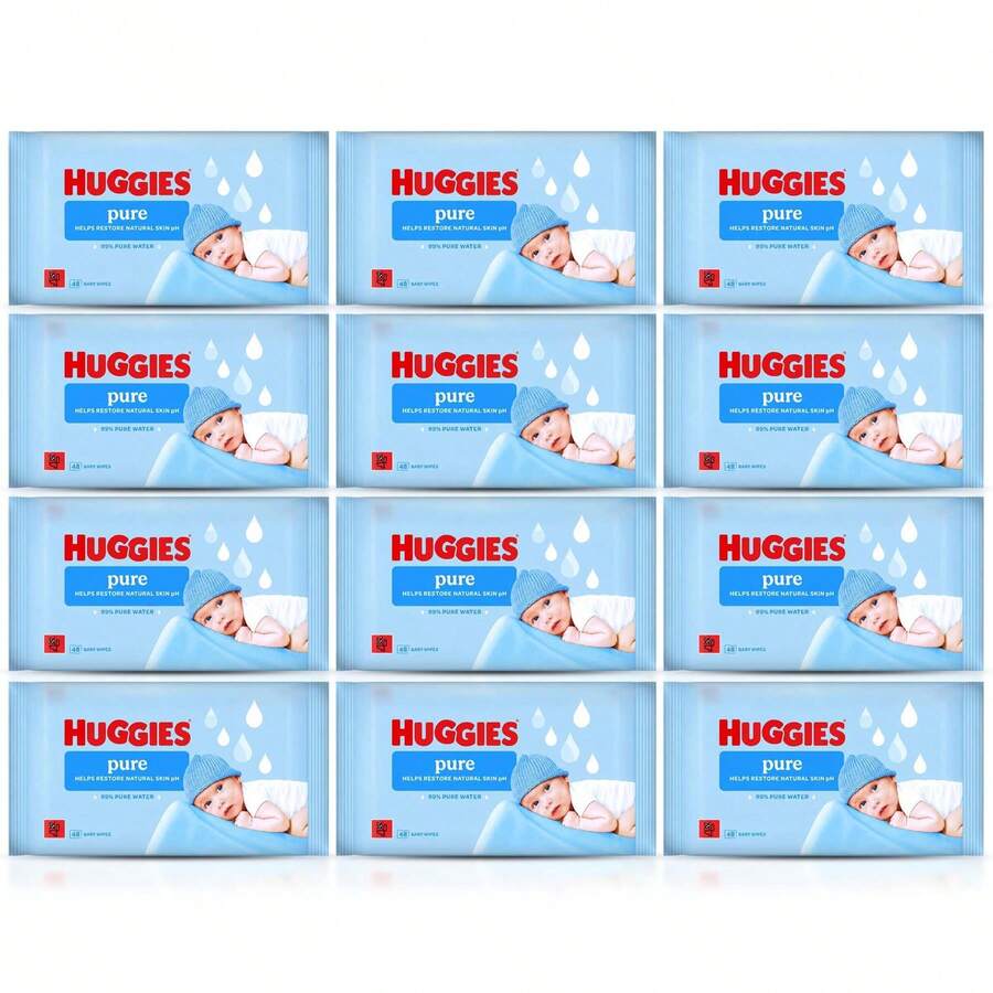 Huggies Pure Baby Wipes 48's - Pack Of 12 - 標準包裝 - 查看 1