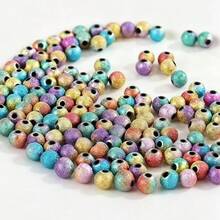 200pcs/500pcs 0.24In Mixed Color Acrylic Round Beads, Wrinkled Glitter Spacer Beads, Perfect For DIY Beading And Jewelry Crafts Accessories - Mixed Color Wrinkle 6 Beads - View 3