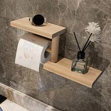 1pc Bathroom Toilet Paper Holder, Double Layer Wall Mounted Bathroom Toilet Paper Rack, With Vertical Paper Storage Space, Drill Installation, Wall Mounted Toilet Paper Holder, Toilet Paper Dispenser, Comfortable Paper Towel Holder, Absorbent Napkin Holder, Bathroom Accessories, Kitchen Towel Rack, Bathroom Organizer, Bathroom Hardware, Bathroom Decor - Apricot - View 6