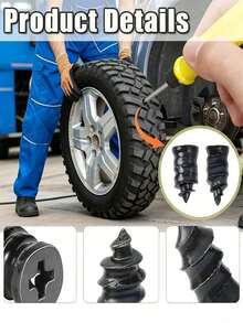 41Pcs 2 Sizes Spiral Tire Repair Rubber Nails Kit, Tubeless Vacuum Tire Screw Plugs With Screwdriver, Emergency Self-Service Puncture Fix For Car Motorcycle E-Bike Automotive Tool - Multicolor - View 10