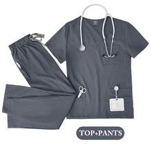 Unisex Medical Uniforms Men Women Nursing Clothes Lab Beauty Costume Nurse Scrubs Set Doctor Dentist Workwear Clinical Top Pants - Royal Blue - View 11