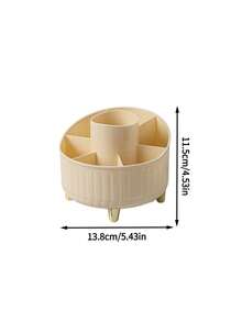 1pc White/Pink/Yellow 360° Spinning Pen Container, Desktop Storage Box For Makeup Brushes, Eyebrow Pencils And Stationery, Universal Organizer For Home Desk & Vanity, Multi-Grid Divided Easy Access, Luxury Metal Leg Table Decor - Multicolor - View 14