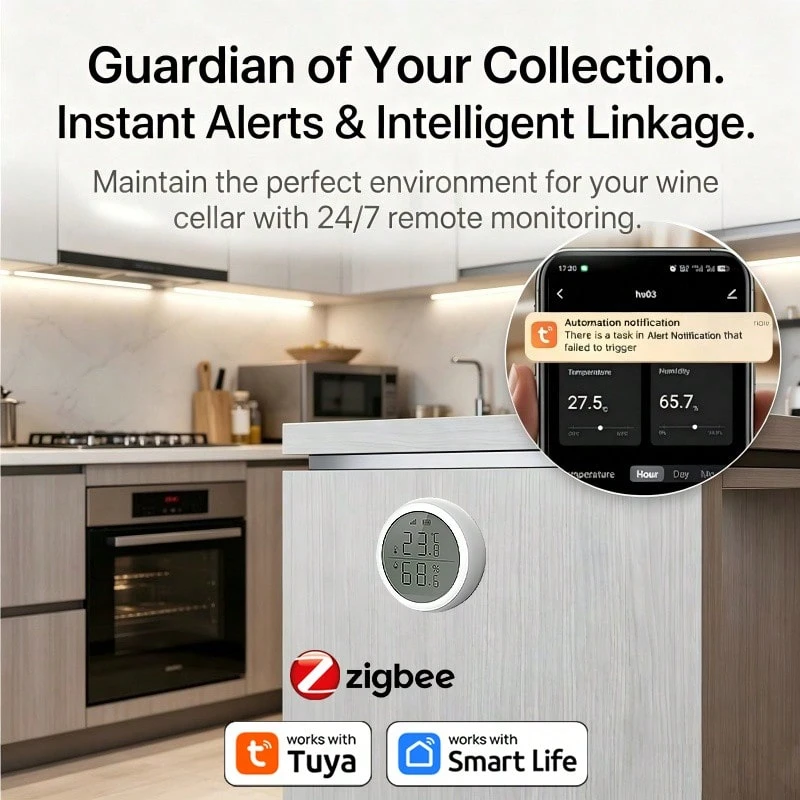 RSH Tuya ZigBee 智慧溫濕度感測器，附 LED 螢幕顯示，兼容 Alexa 語音控制，適用於家庭自動化設定，適用於房間、辦公室、倉庫、臥室（Zigbee 版本需搭配 Zigbee 網關使用！！！）