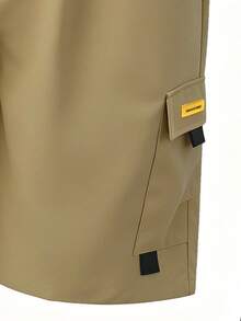 Men's Plus Size Cargo Style Bermuda Shorts, Cargo Style Brand, Loose Bermuda Shorts, Straight Leg Shorts, Summer Slim Fit Sports - Khaki - View 9