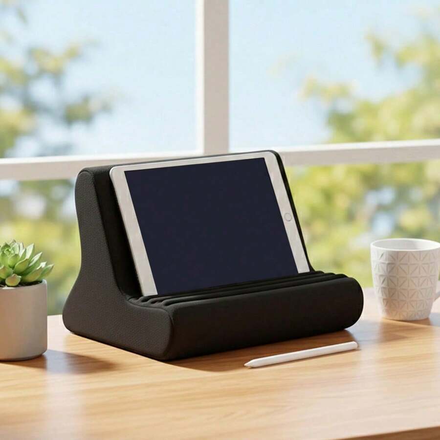 Soft Memory Foam Tablet Stand For Lap, Portable Phone Holder With 3 Adjustable Angles, Comfort Cushion Pillow For Home Bed Office - Black - View 1