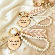 Keychain With Lanyard And Bead With Personalized Medallion, Gift For Birthdays, Mother's Day, Drandmothers, Teachers, Wedding Gifts - Multi-colored Wooden Keychain - View 2