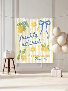 1pc Customized Lemon Theme Retirement Banner, Personalized Retirement Party Sign, Colleague Farewell Backdrop, Also Suitable As Holiday Party Decoration Background - Multicolor - View 4
