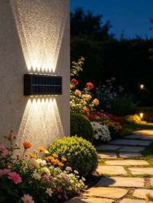 1/2件裝凸透鏡聚焦太陽能戶外燈，14 LED 白光/暖光太陽能庭園燈，戶外照明 LED 夜燈，現代北歐風，內建 Ni-MH 充電電池與太陽能板零電費充電，可攜式螺絲或黏貼安裝，適用於庭院、走廊、游泳池、花園、露台、戶外露營裝飾照明，情人節、母親節、開齋節、返校季、萬聖節、聖誕節、感恩節禮物 - 14LED - 查看 4