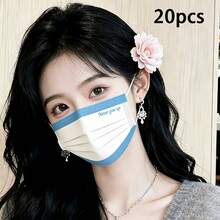 40/30/20/10pcs Women's Disposable Face Masks, Suitable For Home, Office And Outdoor Use, Breathable Non-Elastic Adult Masks, Color-Block Print Design For Fashionable Look, Durable For Parties, Great Gift, Non-Washable - Multicolor - View 8