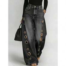 Women Jeans - 黑色 - 查看 2
