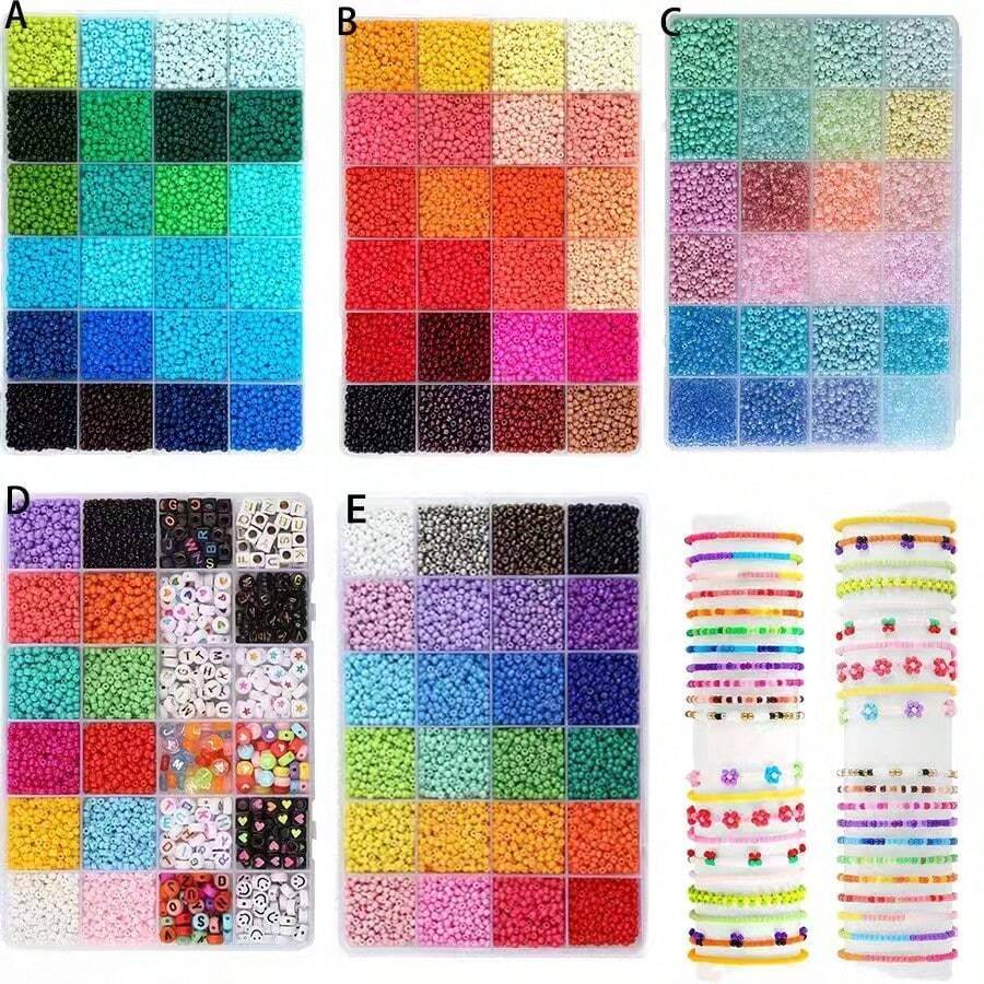 Kits para hacer joyas, 5 estilos de cuentas de semilla, accesorios para hacer collares, pulseras, colgantes y llaveros DIY, regalo creativo para mujeres - Multicolor - Ver 1