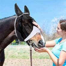 Soft Mesh Half Face Fly Mask With Large Eye Space And Ears, UV Protection And Breathable Mesh, Suitable For Horses, Friction Fit And Enhanced Visibility, Suitable For Cross-Country Riding, Black, Blue - Multicolor - View 5