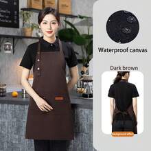 Delantal personalizable con nombre, ropa de trabajo de cocina cómoda y neutra, fácil de cuidar, diseño práctico con bolsillos y correas ajustables, adecuado para entusiastas de la cocina - Multicolor - Ver 10