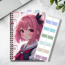 1 Set 2D Anime-Stil Spiralnotizbuch mit Index-Aufkleber-Set, frisches und süßes Anime-Mädchen-Bild, super auffällig! Perfekt für den Schulanfang, tägliche Arbeitsaufzeichnungen, Lernnotizen-Organisation, Journaling, Planung, Abschlussgeschenke, Geburtstagsgeschenke, praktische und schöne Memo-Funktion! - Mehrfarbig - Übersicht 4
