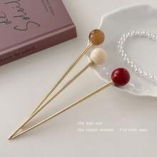 1PC Round Metal Hair Stick For Women, Bun Hair Styling Tool, Minimalist Modern Hair Pin, Versatile Daily Wear Hair Accessory - Hairpin - View 4