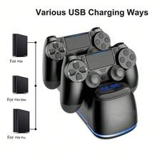 PS 4 Controller Dual Charging Dock, 2H Fast Charge, LED Indicator & Ambient Light, Black, Compatible With PS 4/Slim/Pro - 查看 7