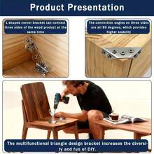 50/100pcs Rust-Proof Galvanized Iron Corner Bracket Set, Three-Sided Fixed Universal Support Bracket, Suitable For Wooden Furniture, Bookshelves, Drawers, Cabinets, Tables And Chairs. - A - View 11