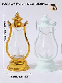 1pc Vintage Decorative Lantern Water Drop Shaped Lamp Indoor Decor Wedding Party Tabletop Decoration Night Light Battery Operated LED Candle Flame Light Smokeless Flameless Oil Bottle Style Night Light - Yellow Light Teardrop Lamp Wick - View 5