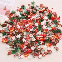 20/60/100pcs Mixed Christmas Resin Crafts, DIY Flat Beads, Santa Claus, Christmas Tree, Snowflake Socks Decorations, Assorted Christmas Themed Jewelry Making Supplies - Random Assortment - Multicolor - View 1