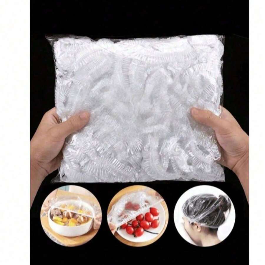 50/100/200/300/500pcs Reusable Elastic Food Storage Covers - Transparent Stretchable Plastic Food Wrap, Suitable For Leftovers, Fruits And Vegetables - Suitable For Kitchen, Refrigerator And Countertop Storage, Also Suitable For Wedding Decor, Christmas Decor, Birthday Decor - Multicolor - View 1
