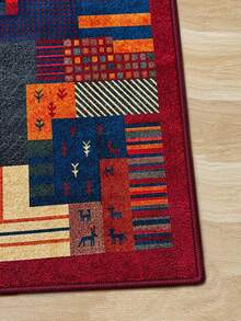 Chilai Home Modern Patterned Area Rug, Soft Non-Slip Carpet For Living Room & Bedroom, Runner Rug, Washable Kitchen Rug, Home Decor Rug, Made in Turkiye - 紅色 - 查看 5