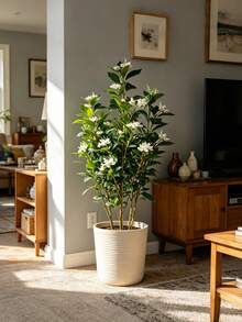 Kmitang 80/120cm Large Artificial Ficus Plants Fake Tropical Banyan Tree Branch Plastic Fiddle Fig Tree Leaves Faux Green Magnolia Trees Real Touch Nandina Leafs For Home Indoor Shop Outdoor Decor Without Pot 1pc - Multicolor - View 7