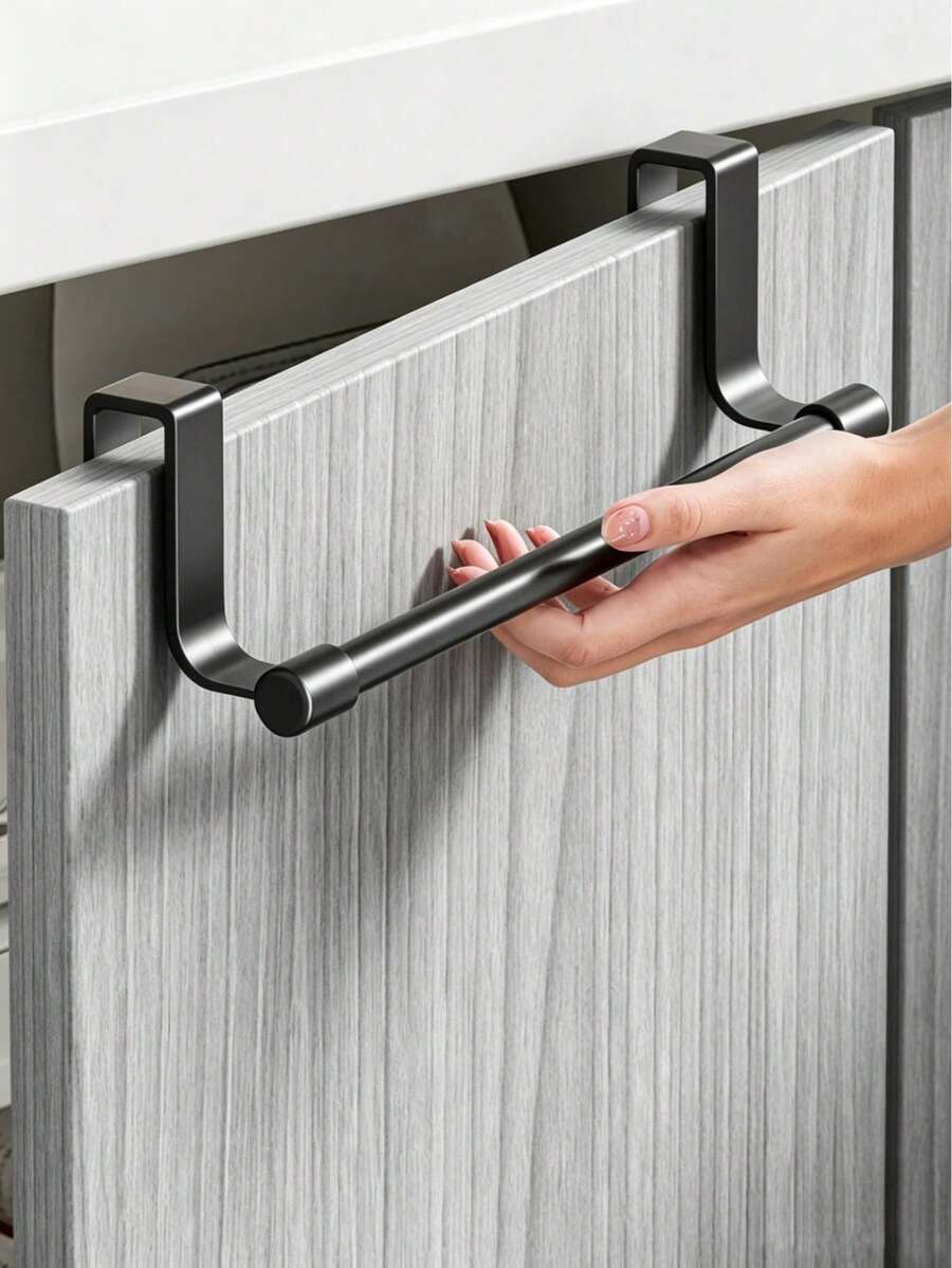 2PCS/1PC Single Bar Towel Rack, Cabinet Door Hanging, Drill-Free Stainless Steel Towel Bar, Kitchen Storage Rack, Storage Rack, Hanging Rack, Bath Towel Storage Accessories, Kitchen Tools, Kitchen Essentials, Home Essentials, Room Decor