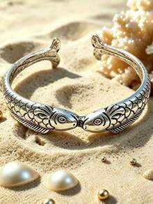 Creative Fashion Personalized Lucky Fish Silver Bracelets Pisces Double Fish Retro Animal Opening Bangles Jewelry - Pisces Bracelet - View 3