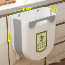 Wall-Mounted Folding Trash Can, Kitchen Cabinet Hanging Garbage Bin, Hands-Free Lid, Removable Inner Liner, Under Sink Trash Can, Compact Space-Saving Storage, Suitable For Bathroom, Office, Bedroom, Diaper Pail Alternative, Easy Installation, Stainless Steel Hook - A - View 14