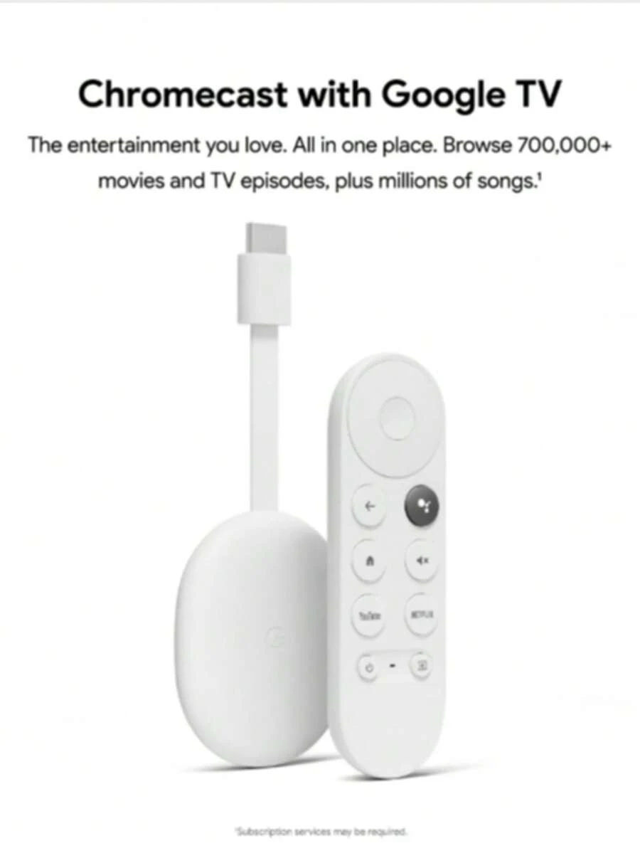Google Chromecast With Google TV 4K - Snow - White - View 1