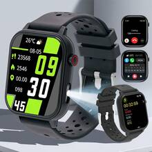 SIDAKEYE Smartwatch (Suitable For Women, Couples, Men) 1.83-Inch Screen, Colorful Silicone Strap, Functions Include Flashlight, Alarm, Camera, Photo Album, Calendar, Pedometer, Calculator, Stopwatch, 260mAh Battery. - View 2