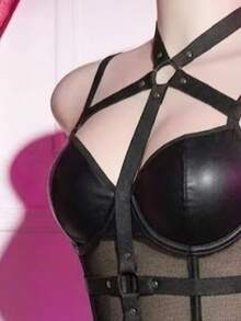 全息漸層細肩帶背心 & 迷你洋裝內衣套裝，派對女孩 - 黑色 - 查看 5