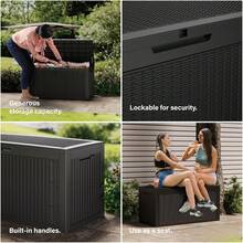 270 Gallon Resin Deck Box, Waterproof Outdoor Storage Box, Lockable Patio Furniture, Garden Tools, Pool Accessories,-Resistant All Weather Use, Black VCLN - Black - View 11