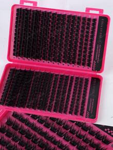 384 Clusters C Curl 120D Thick Fluffy Fish Tail Eyelashes High Capacity Eyelashes Book, Beginner Friendly, Easy Use For Diy Eyes Makeup, Long Lasting Classic Realistic Mix Lash Lashes Extension For Enlarge Eyes,Natural Look Fishtail Cluster Lashes - Hot Pink - View 8